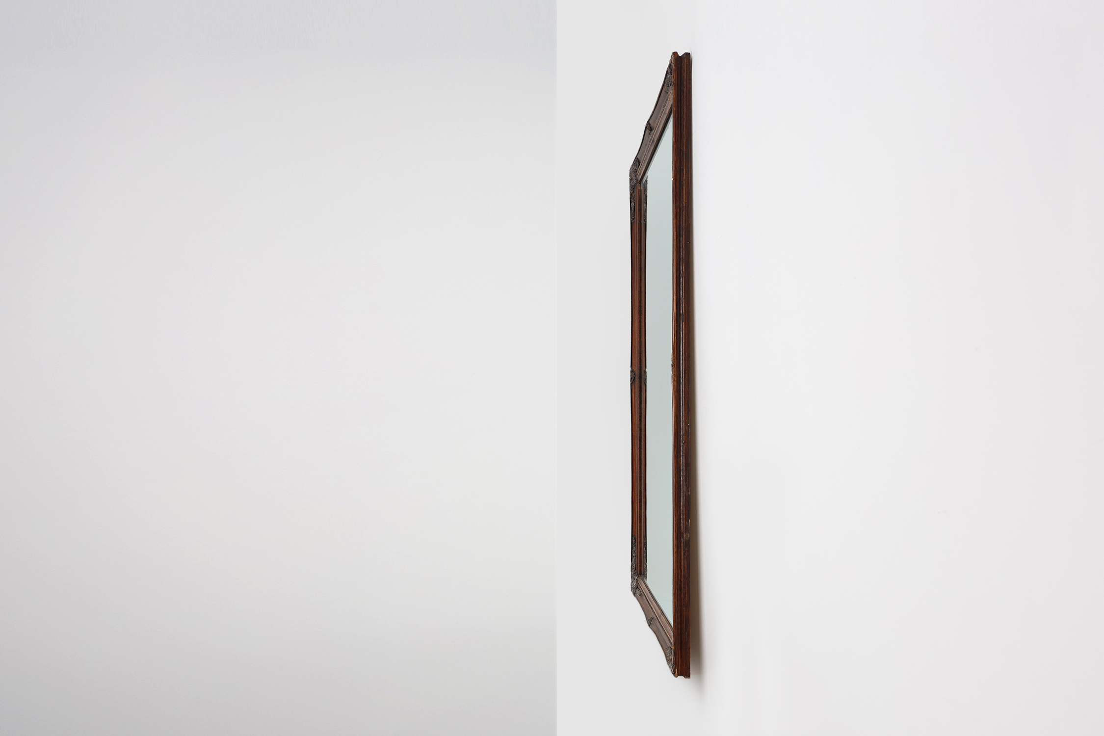 Antique French Facet-Cut Mirror in Carved Wood, circa 1850thumbnail